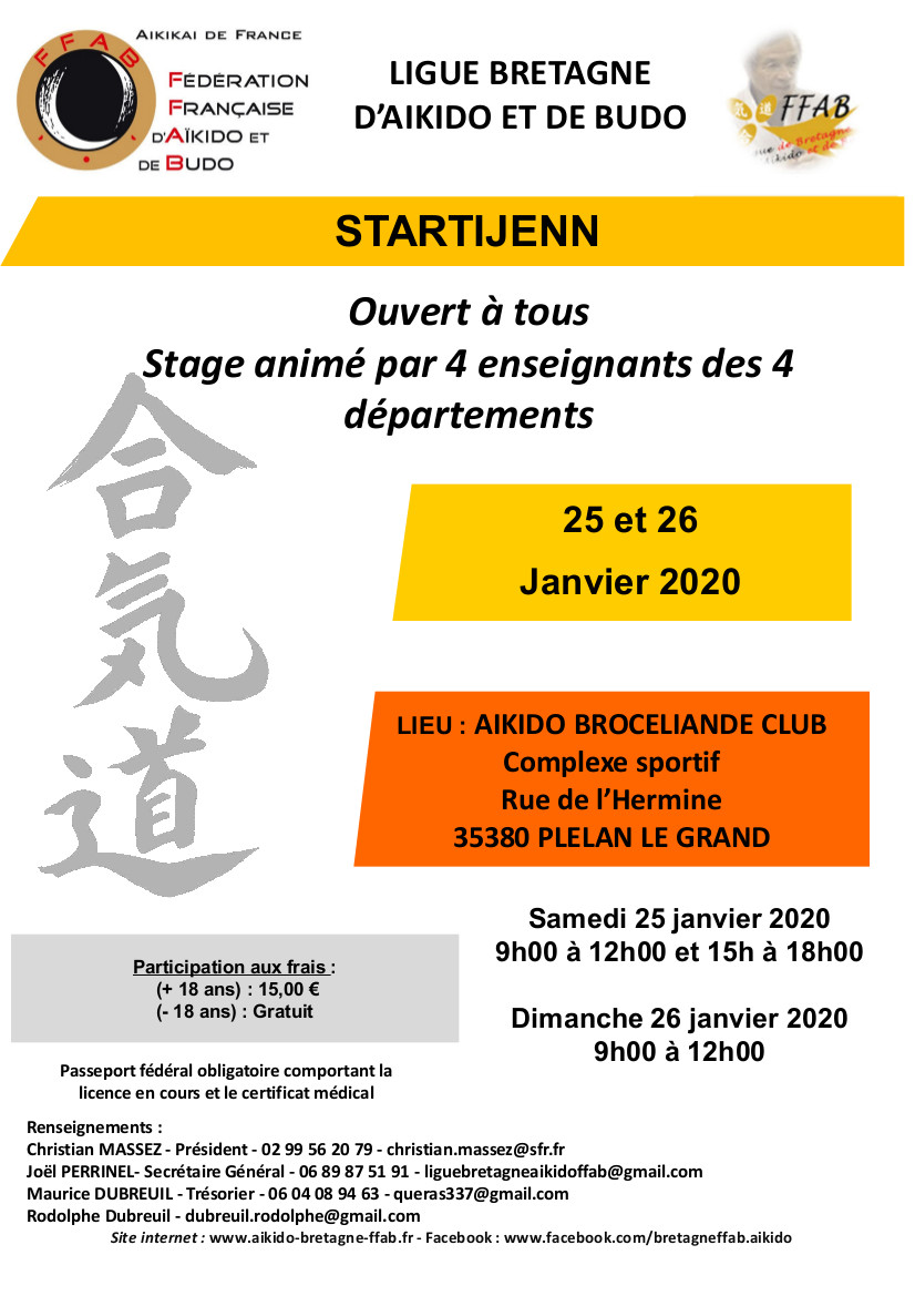 Affiche stage Startijenn janvier 2020